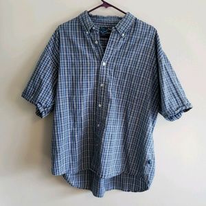 Men's Short Sleeve Button Down Shirt XL Blue Plaid